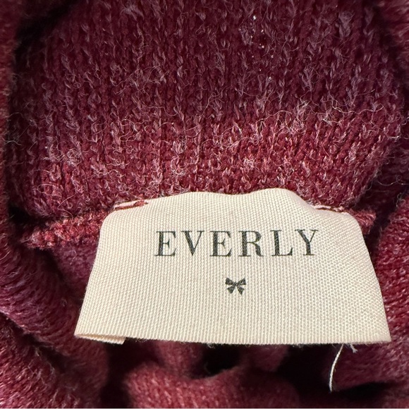 Everly Maroon Cowl Neck Sweater Tunic Mini Dress, Size Large - Picture 6 of 7